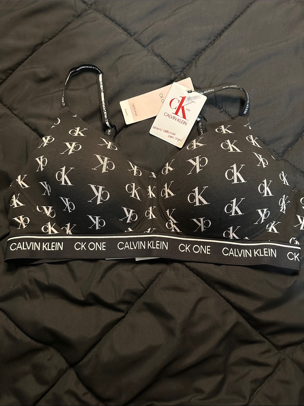 Calvin Klein Black Logo All-Over Bra